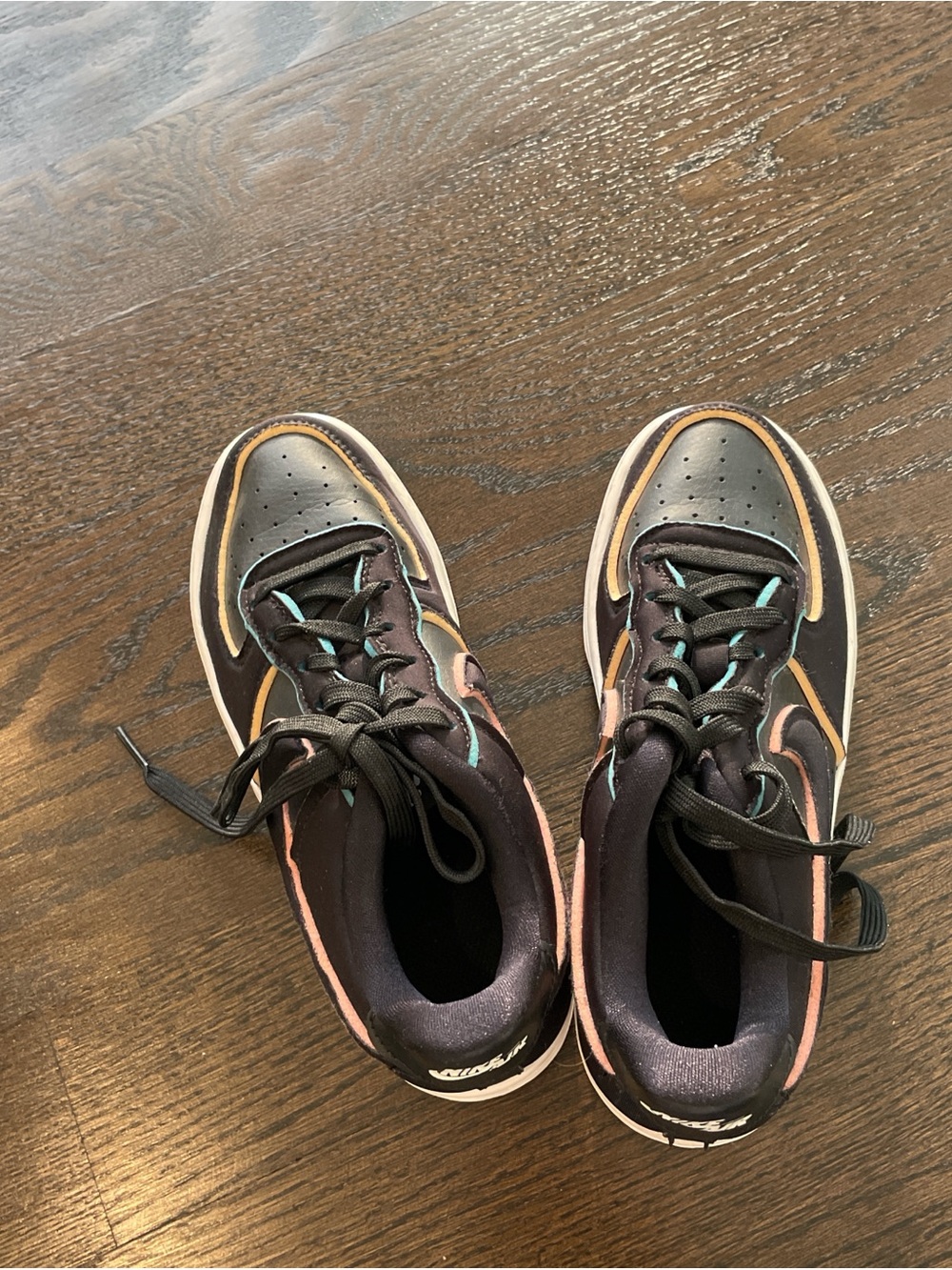 Nike Black Sneakers with Pink and Teal Accents
